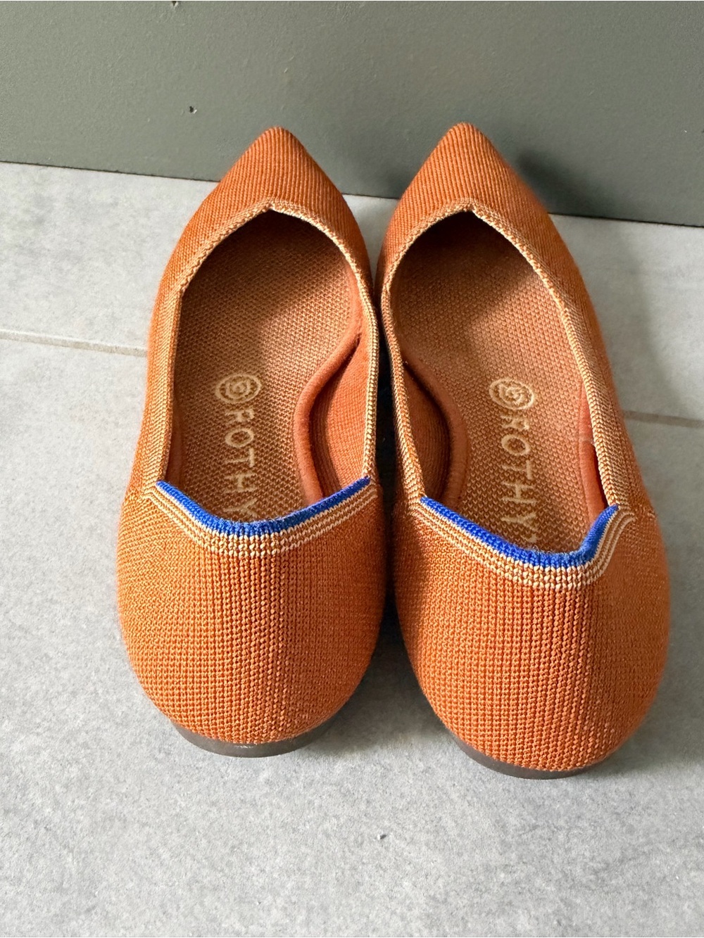 Rothy’s The Point Amber Pointed Toe Knit Flats in Rust Burnt Orange Fawn 6.5 - Picture 7 of 13